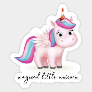 Magical Little Unicorn Drawing with Text Sticker